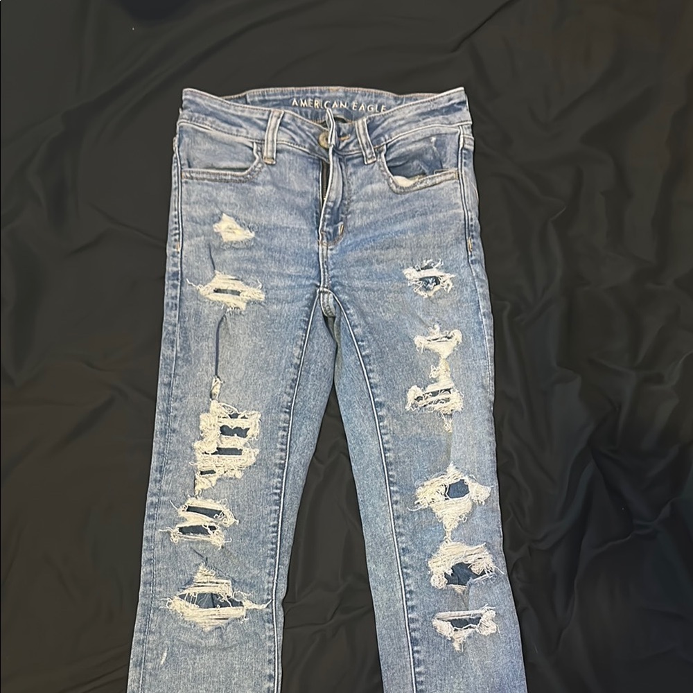 American Eagle Outfitters Women's Ripped Light Blue Jeans